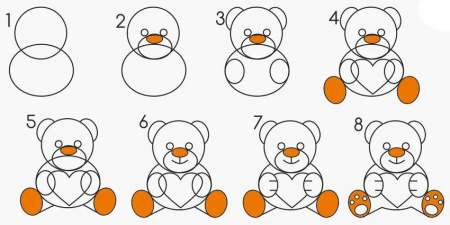 Поэтапное рисование белого медведя