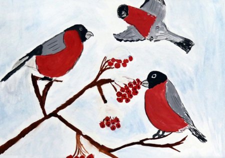 Рисование снегиря