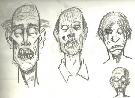 Нарисовать зомби карандашом поэтапно