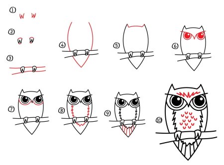 Как рисовать сову поэтапно