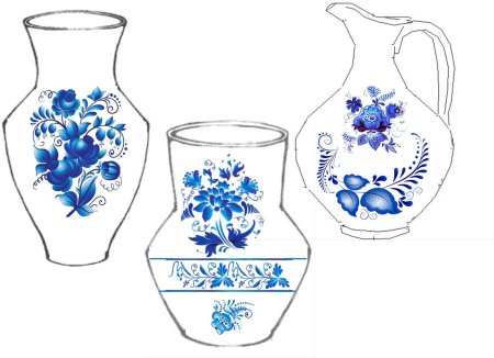 Роспись кувшинчиков рисование старшая группа Гжель