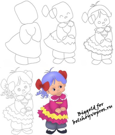 Мальвина поэтапное рисование