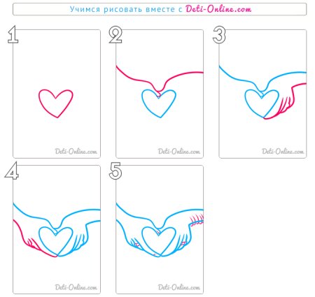 Поэтапное рисование сердца