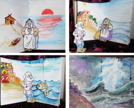 Рисунок к сказке о рыбаке и рыбке 2 класс карандашом