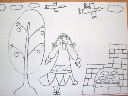 Поэтапное рисование гуси лебеди сказочных персонажей .