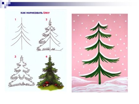 Поэтапное рисование елки