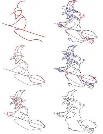 Поэтапное рисование ведьмы