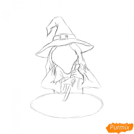 Поэтапное рисование колдуньи