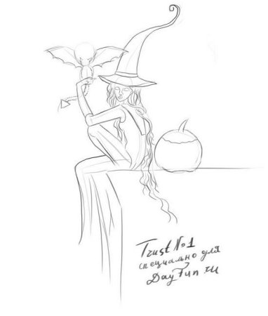 Поэтапное рисование ведьмы