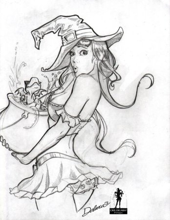 Рисунки для срисовки ведьмы