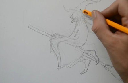 Нарисовать ведьму из огниво ребенку