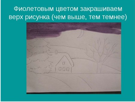 Зимний пейзаж пошаговое рисование