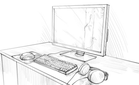 Компьютер рисунок карандашом