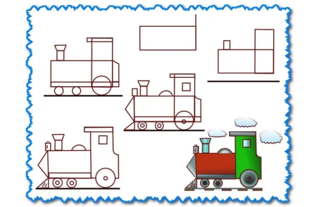 Поэтапное рисование поезда