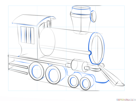 Этапы рисования паровоза