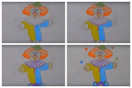 Поэтапное рисование клоуна