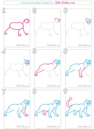 Поэтапный рисунок пантеры