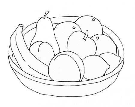 Тарелка с фруктами раскраска