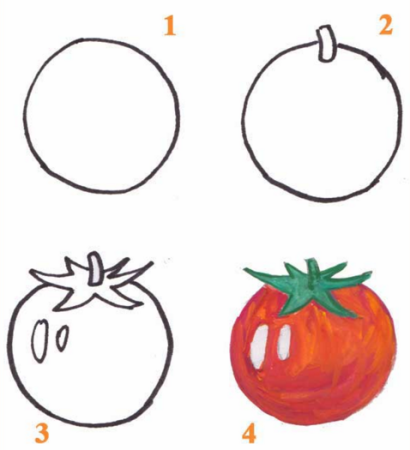 Поэтапное рисование овощей