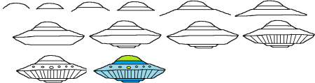 Поэтапное рисование летающей тарелки
