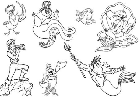 Ариэль и Урсула раскраска