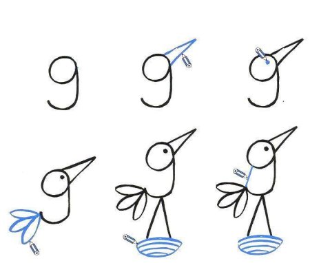 Простые рисунки из цифры 1