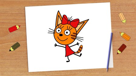 Карамелька три кота нарисовать