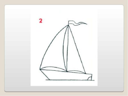 Поэтапное рисование парусника для детей