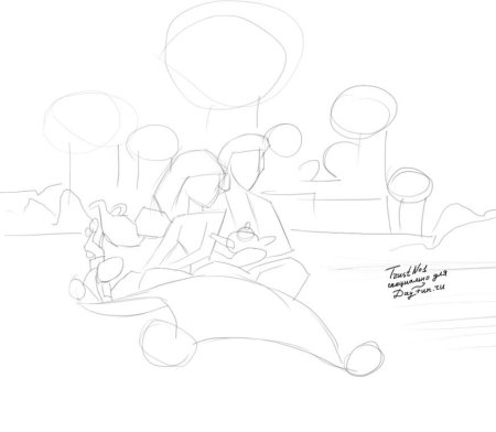 Поэтапное рисование Жасмин из Диснея