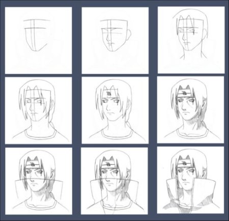 Рисунки поэтапно аниме Итачи