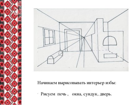 Поэтапное рисование избы