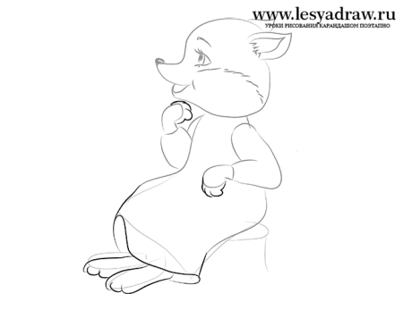 Лиса и Колобок рисунок карандашом