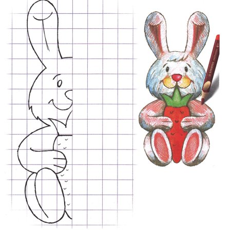 Пошаговое рисование кролика для детей