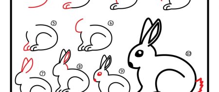 Поэтапное рисование зайчика