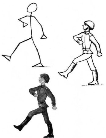 Рисование солдат в движении