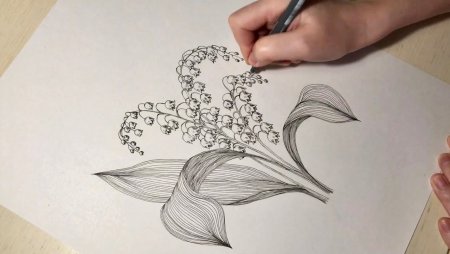 Ландыши рисунок линером