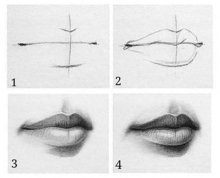 Поэтапное рисование губ