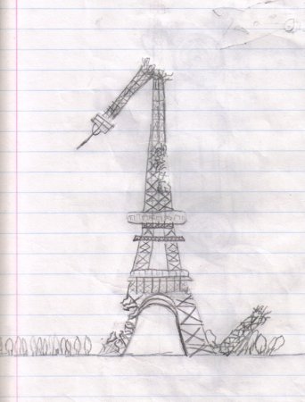 Нарисовать статую Эйфелеву башню
