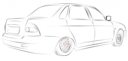 Лада Приора нарисованная сбоку