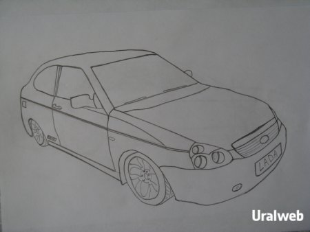 Лада Приора нарисованная сбоку
