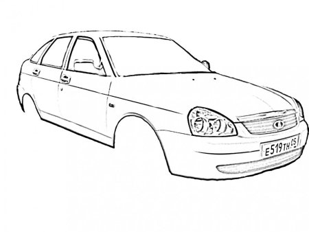 Нарисованная Лада Приора спереди