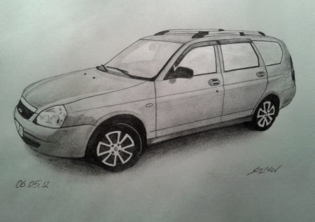 Нарисовать ВАЗ 2112 спереди