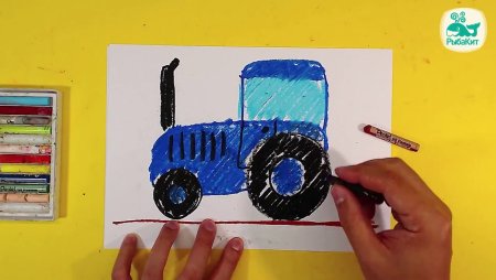 Рисование красками трактор для детей