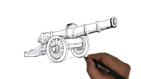Пушка рисунок карандашом