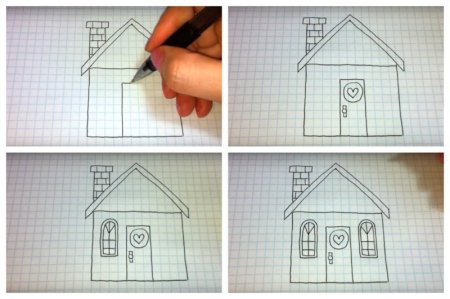 Домик рисунок карандашом