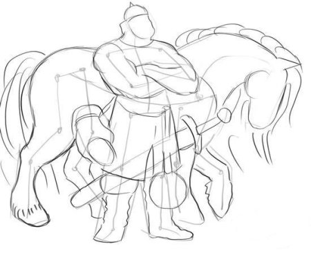 Богатырь рисунок карандашом