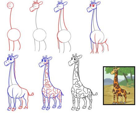 Рисование жирафа поэтапно