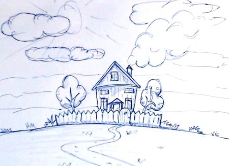 Рисунок деревня 4 класс