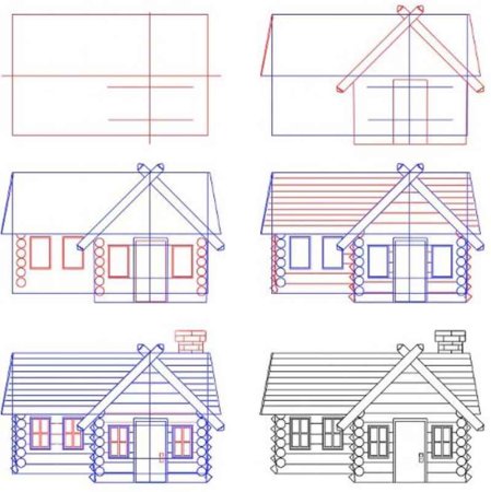 Домик в деревне карандашом