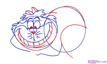 Поэтапное рисование Чеширского кота